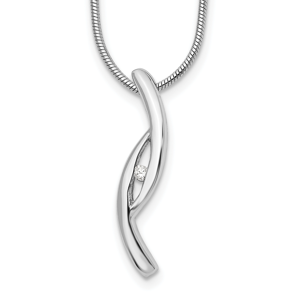925 Sterling Silver Rhodium-plated 18 Inch Diamond Necklace, 2" Ext.